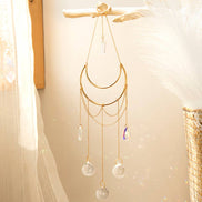 Crystolver Clear Quartz Moon Suncatcher Crystal Prism Hanging