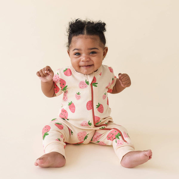 BABY Organic Signature Print '2-Way' Zip Romper - Short Sleeve