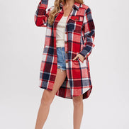 BLUIVY FLANNEL PLAID LONGLINE SHACKET