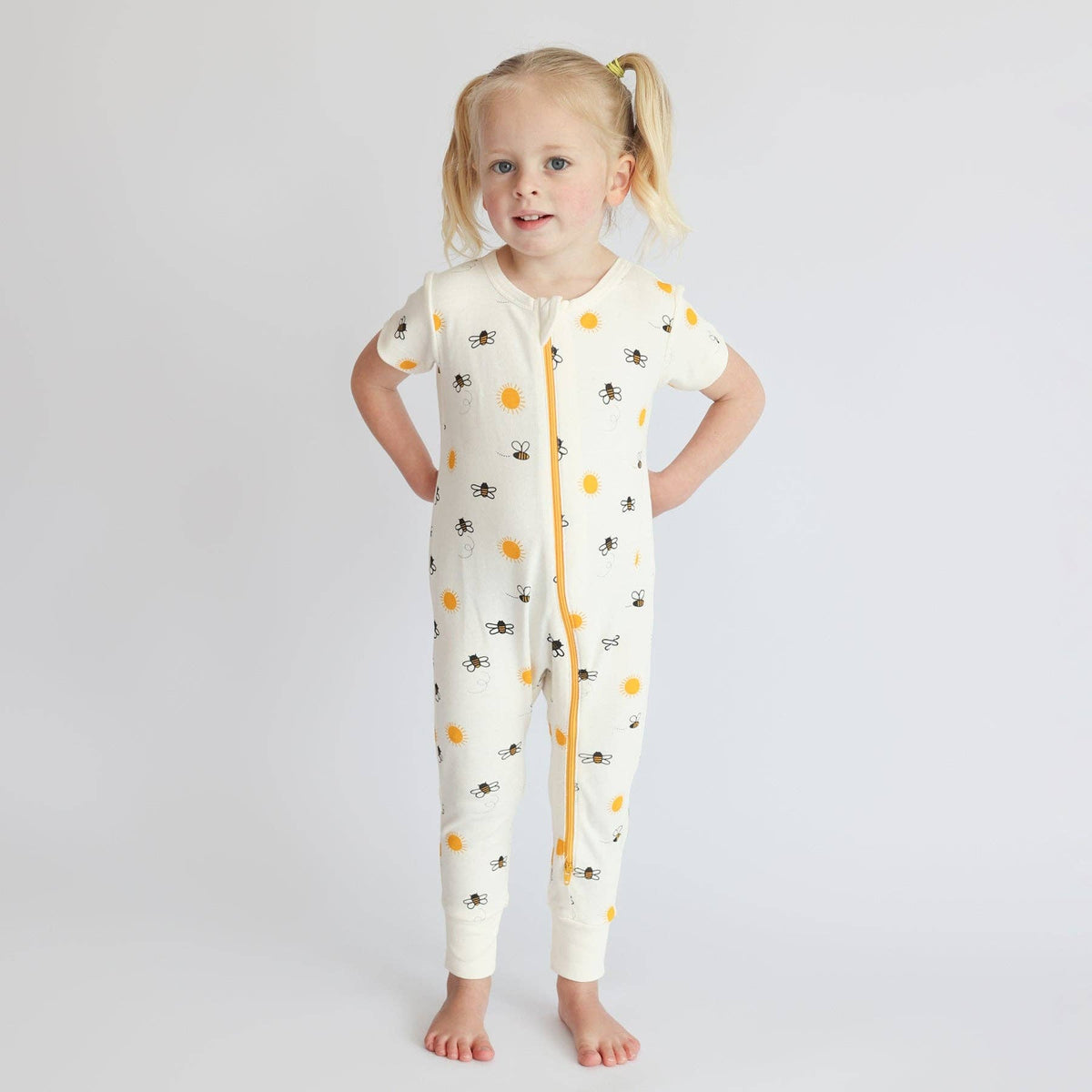 BABY Organic Signature Print '2-Way' Zip Romper - Short Sleeve