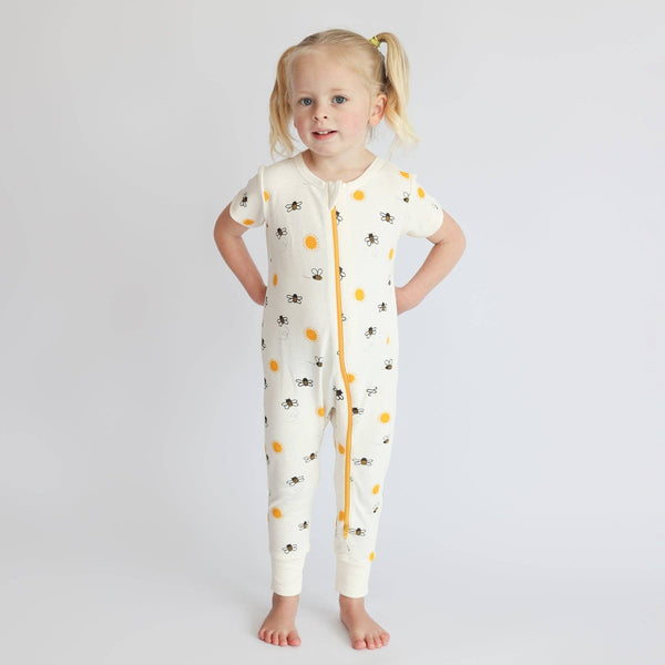 BABY Organic Signature Print '2-Way' Zip Romper - Short Sleeve