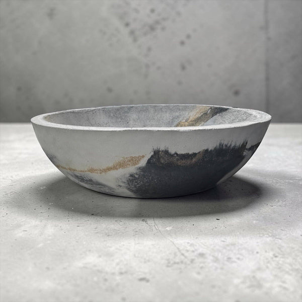 Concrete Artisan Bowl • Black + Gold accent | ws