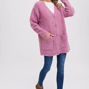 BLUIVY BUTTONED BOUCLE CARDIGAN