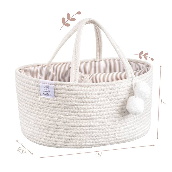 FEPHAS Rope Diaper Caddy- Off-white