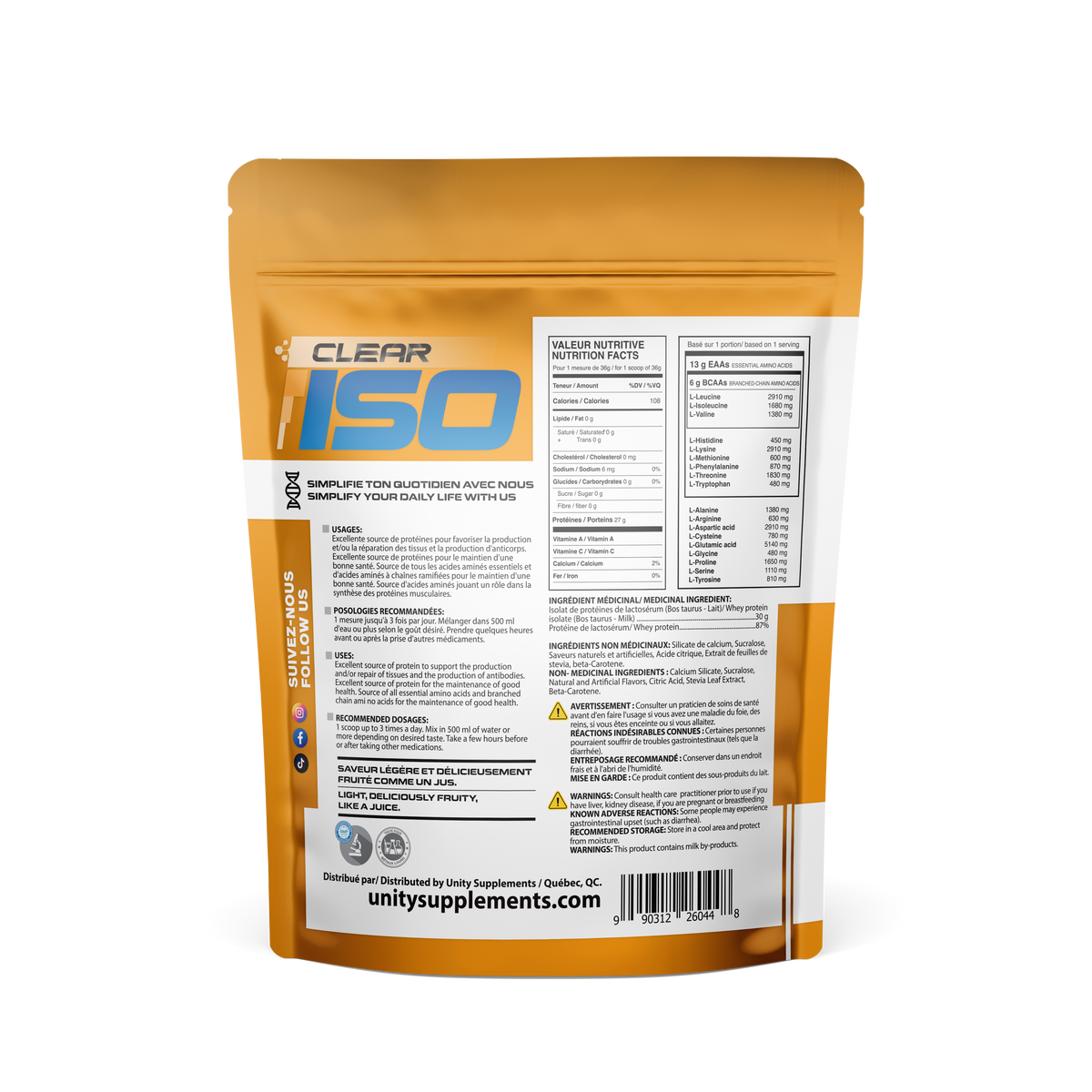 Unity Juice Protein - Peach & Mango 410g