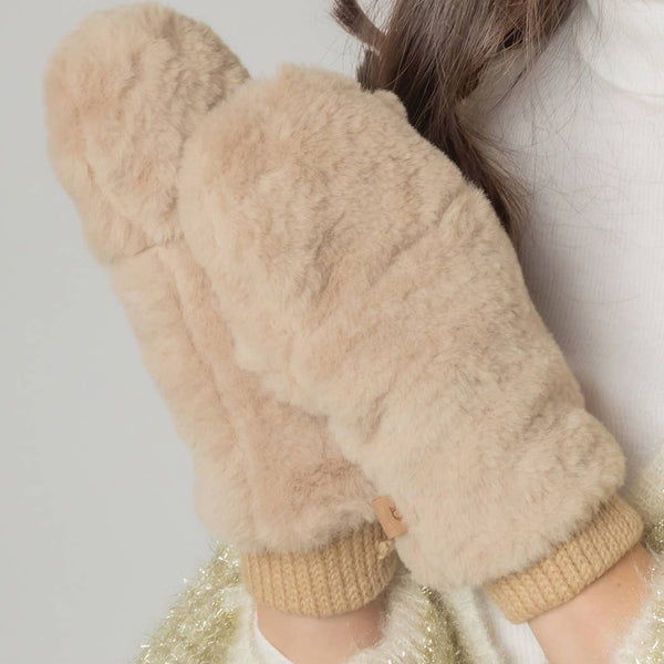 FASHION CITY Solid Faux Fur Mittens