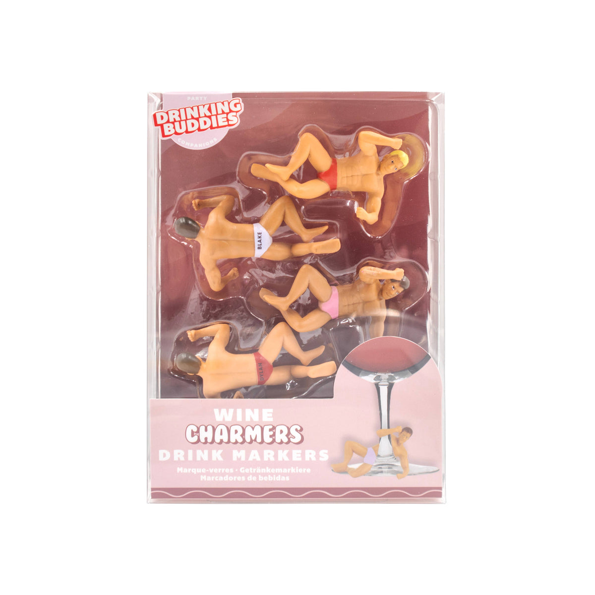 NPW Drinking Buddies Wine Charmer Drink Markers-4 Pack