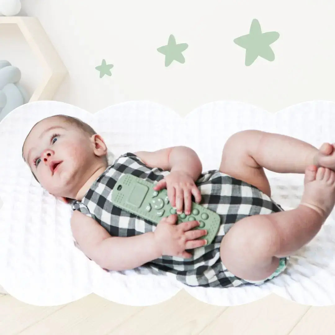 Baby bliss Sensory Popper Teether Phone - Sage