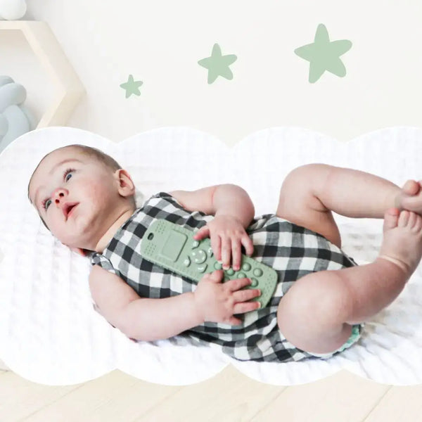 Baby bliss Sensory Popper Teether Phone - Sage