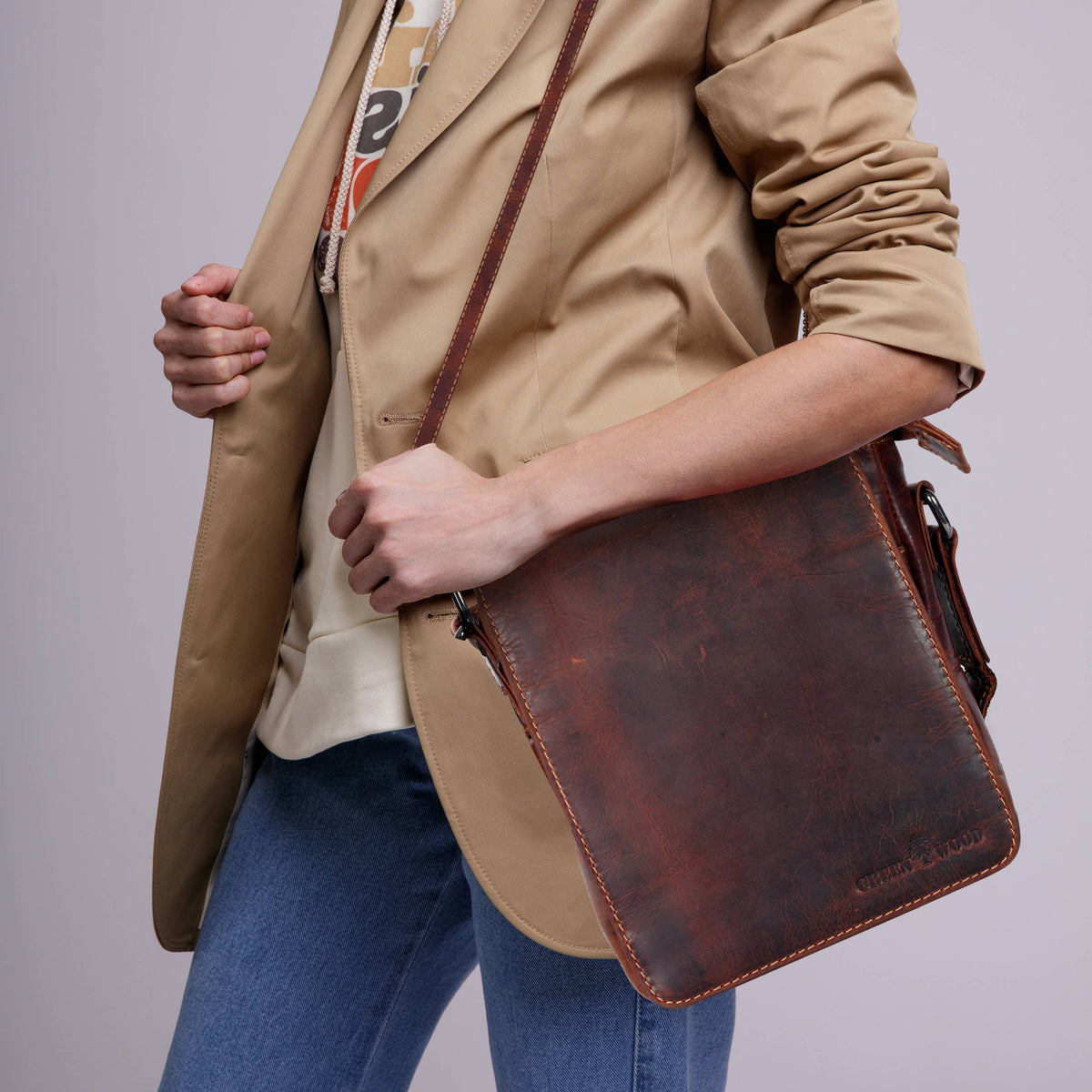 GREENWOOD LEATHER Leather Shoulder Bag Luna