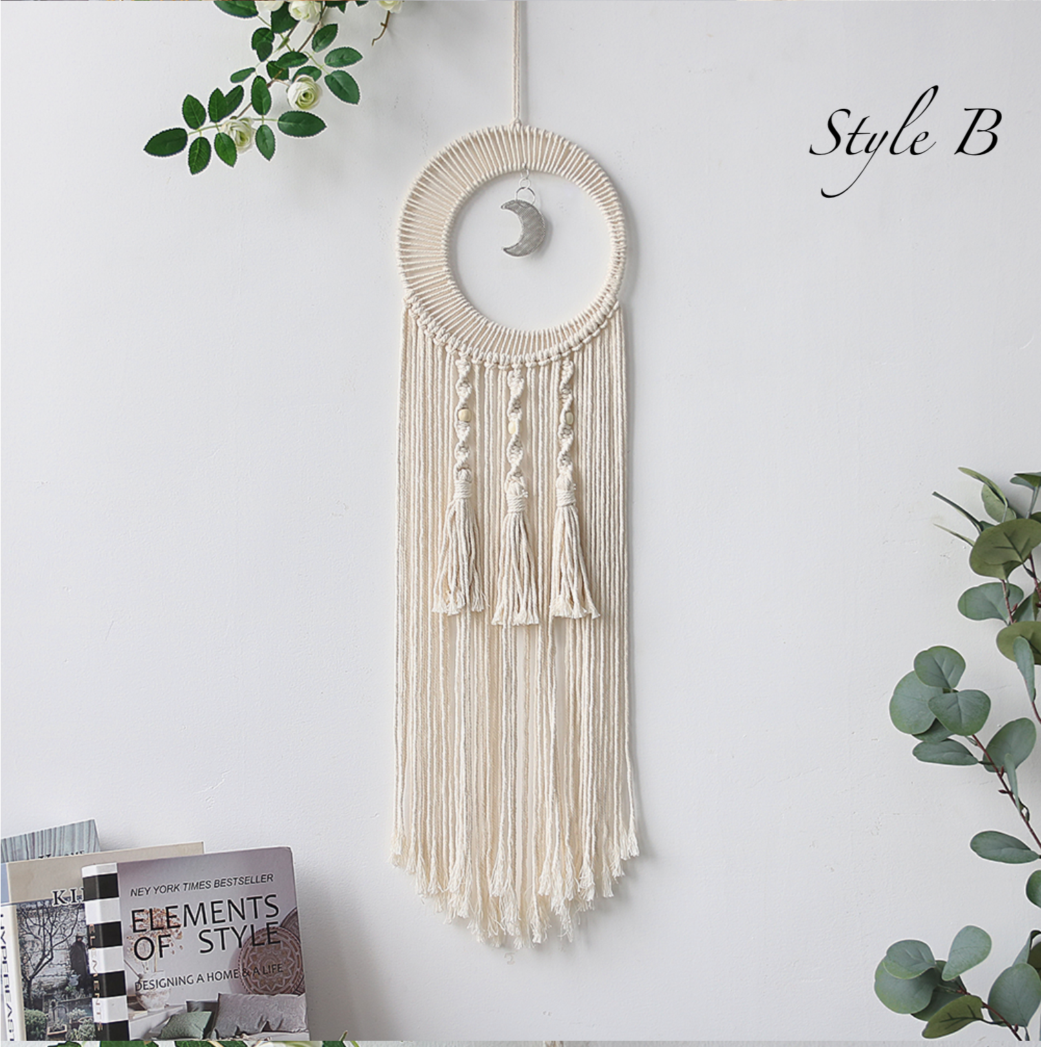 Crystolver Bohemian Macrame Moon Sun Dreamcatcher