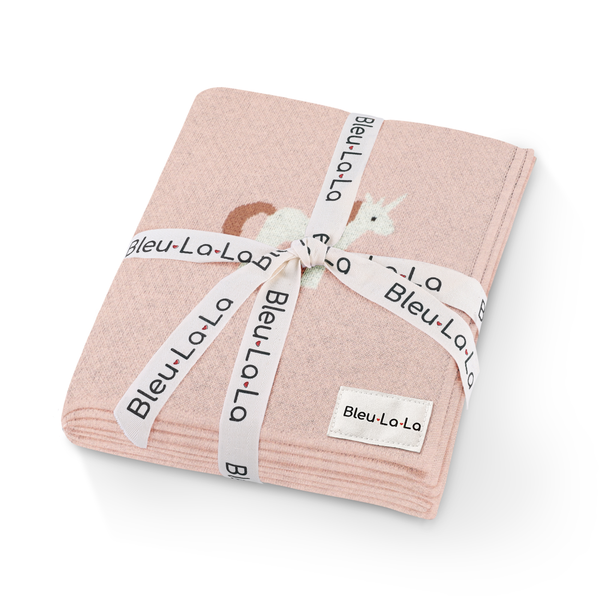 Bleu La La 100% Luxury Cotton Swaddle Receiving Baby Blanket - Unicorn