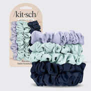 KITSCH Ruched Satin Scrunchies 5pc Set - Garden Bouquet