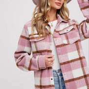 BLUIVY PLAID BRUSHED FLANNEL SHACKET