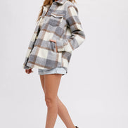 BLUIVY PLAID BRUSHED FLANNEL SHACKET