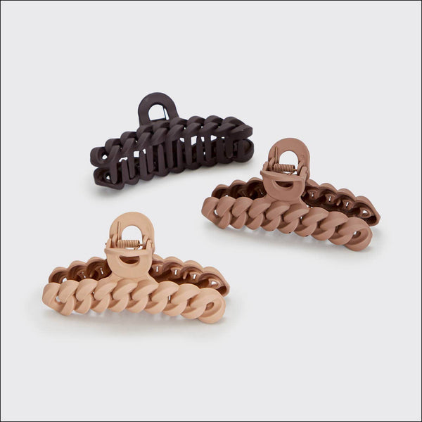 KITSCH Eco-friendly Chain Claw Clip 3pc Set - Neutral