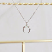 OH SO LOVELY Opal Crescent Moon Necklace