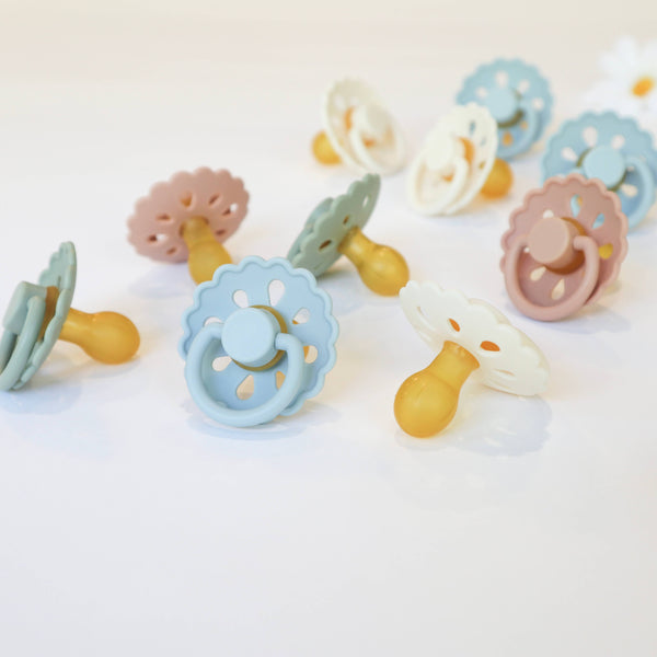 Baby bliss Natural Latex Pacifiers - Size 1 (0-6M) Sage & Dusty Blue