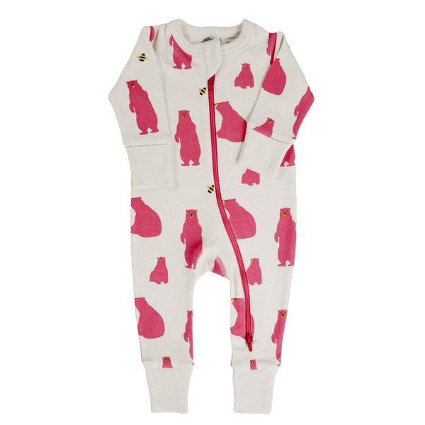 BABY Organic Signature Print '2-Way' Zip Romper - Long Sleeve