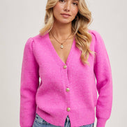 BLUIVY BUTTON DOWN V-NECK CARDIGAN