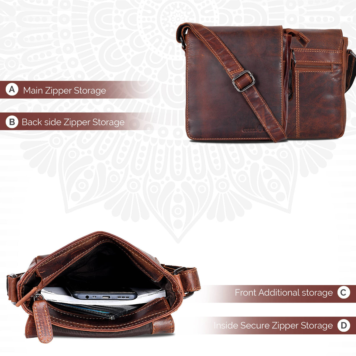GREENWOOD LEATHER Leather Shoulder Bag Luna