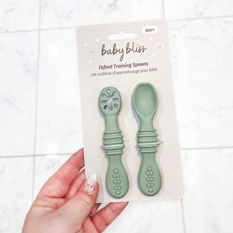 Baby bliss Infant Training Spoons for Self Feeding - Sage