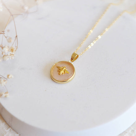 Oh So Lovely Lola Bee Necklace Rose Quartz