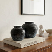 Ceramic Vase, Vintage Style, Black - Athena