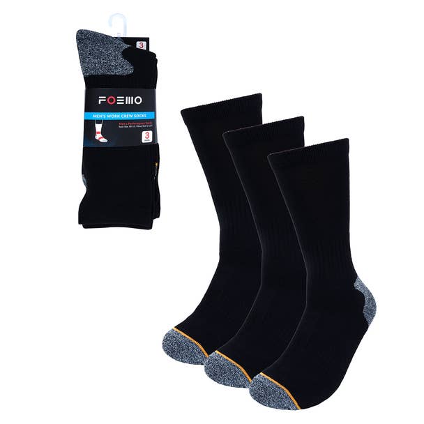 3-Pack Men's Black Heavy Duty Crew Socks