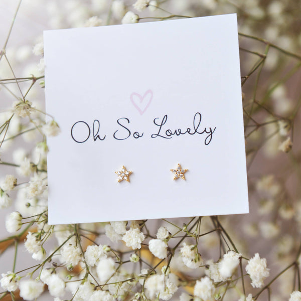OH SO LOVELY Cubic zirconia star stud earrings