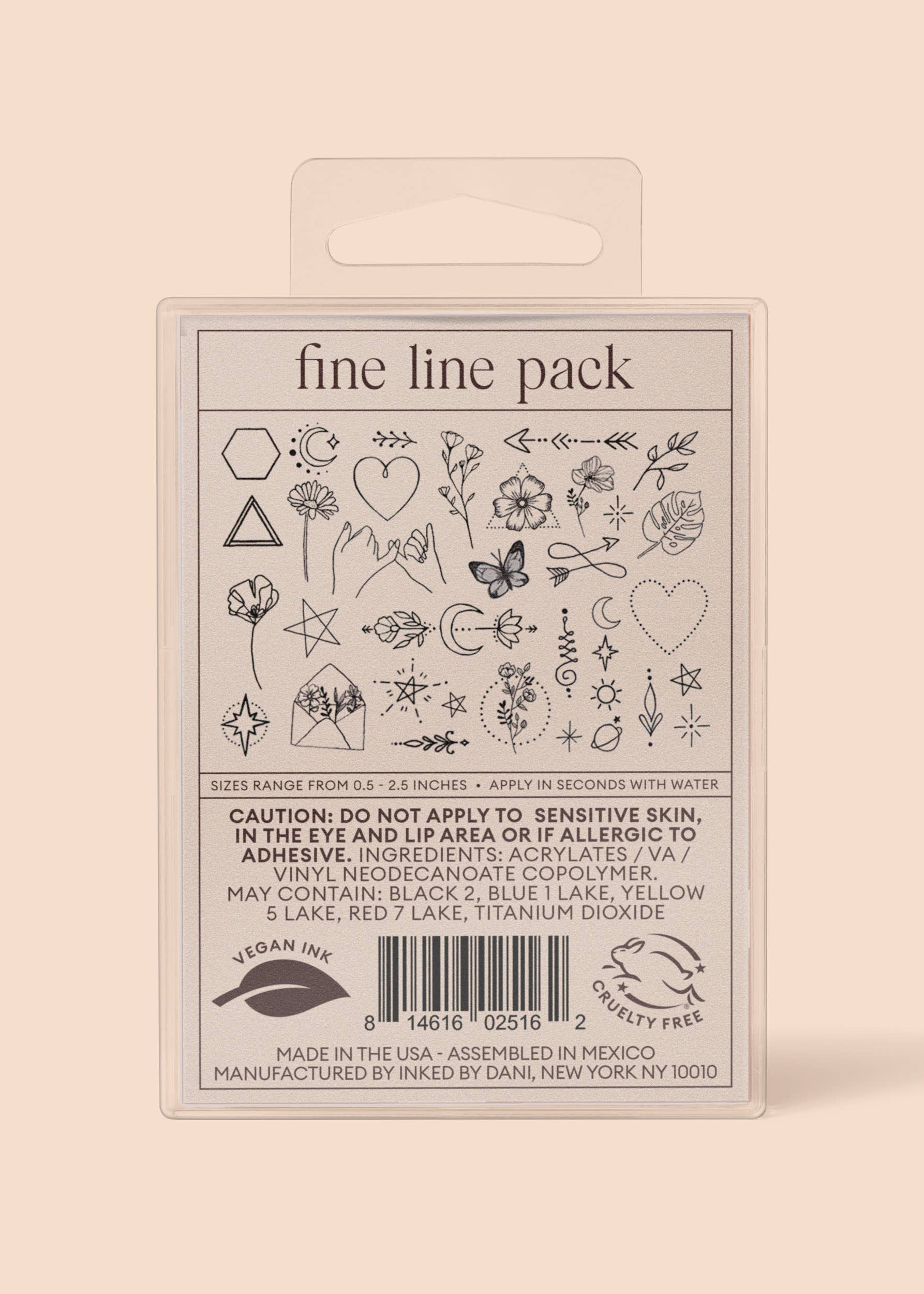 INKED BY DANI Fine Line Temporary Tattoo Pack