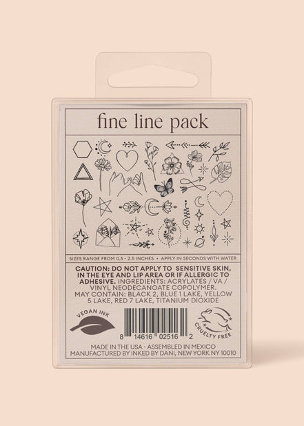 INKED BY DANI Fine Line Temporary Tattoo Pack
