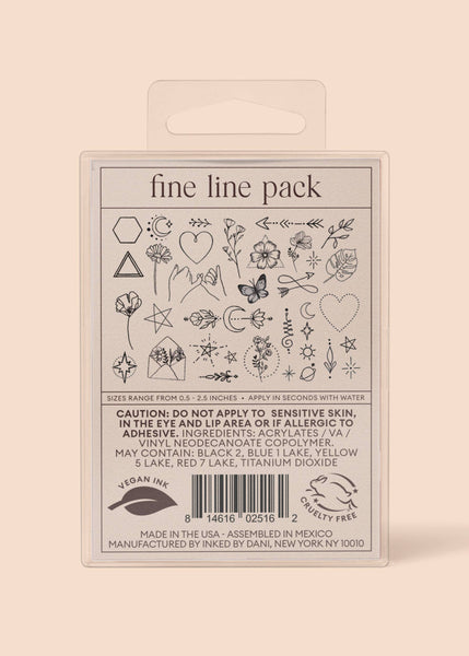 INKED BY DANI Fine Line Temporary Tattoo Pack