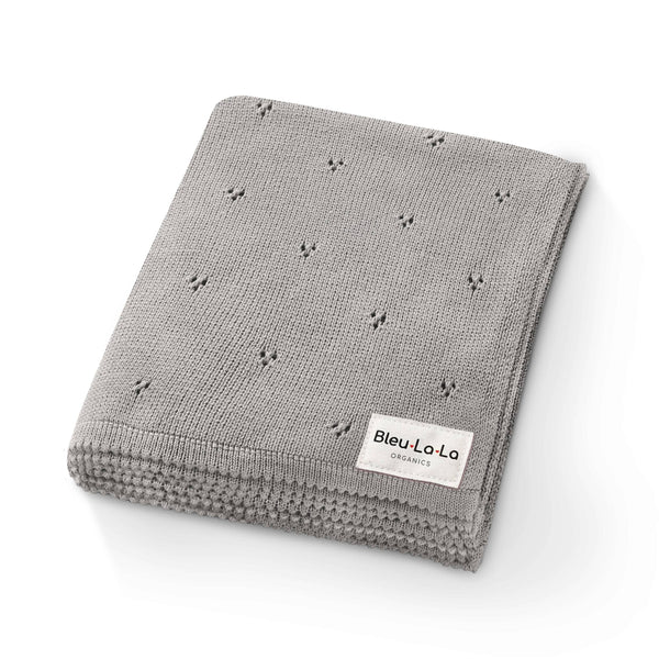 Bleu La La 100% Organic Cotton Pointelle Swaddle Receiving Baby Blanket