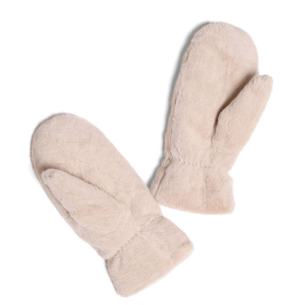 FASHION CITY Solid Faux Fur Cuffed Mittens