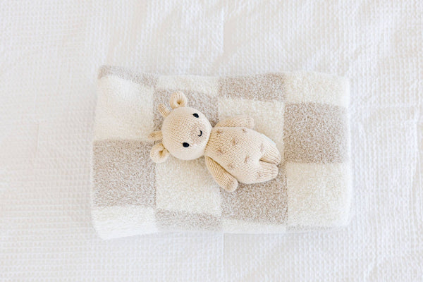 love + wild Oat Checkered Plush Blanket