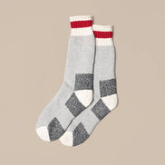 MUTTONHEAD Camp Socks - Grey/Red Stripe