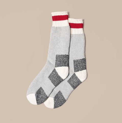 MUTTONHEAD Camp Socks - Grey/Red Stripe