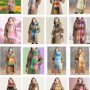 JC SUNNY FASHION Oversized Colorful Cozy Long Fringe Fuzzy Scarf