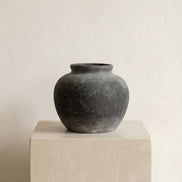 Terracotta Vase, Rounded Charcoal Form - Elna