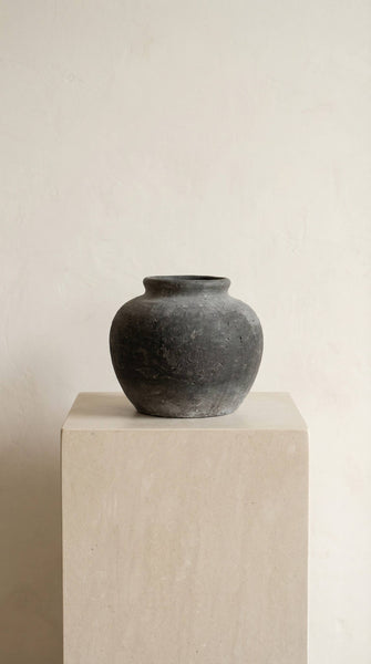Terracotta Vase, Rounded Charcoal Form - Elna