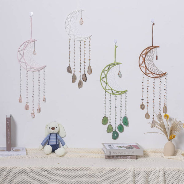Crystolver 75cm Crystal Agate Large Moon Dream Catcher
