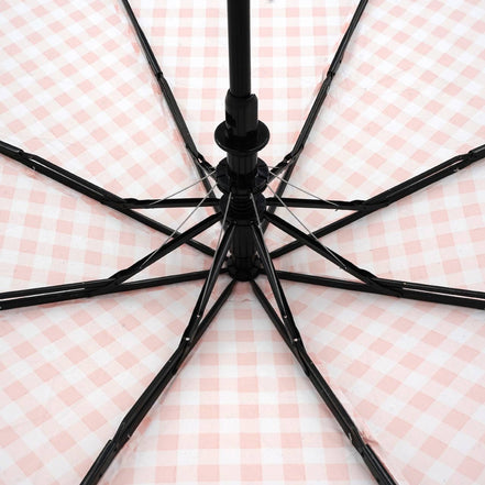 Pink Gingham Auto Open Compact Umbrella