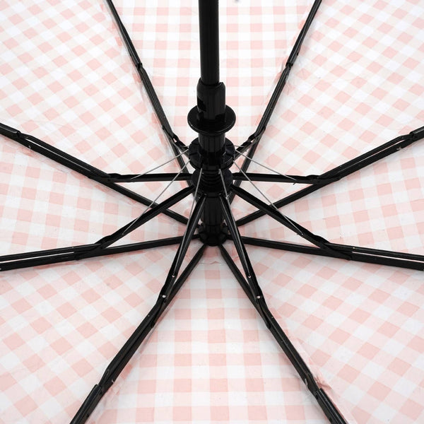 Pink Gingham Auto Open Compact Umbrella