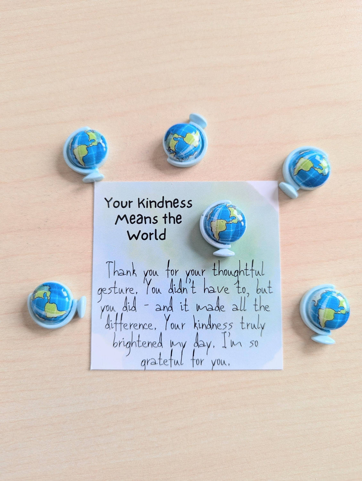 UNLIFTED INK Mini Gratitude Card with world Figurine - Appreciation Gift