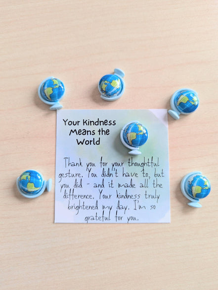 UNLIFTED INK Mini Gratitude Card with world Figurine - Appreciation Gift