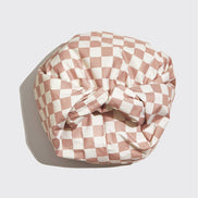 KITSCH Satin Lined Flexi Shower Cap - Terracotta Checker