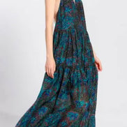THE KORNER PEACOCK HALTER DRESS