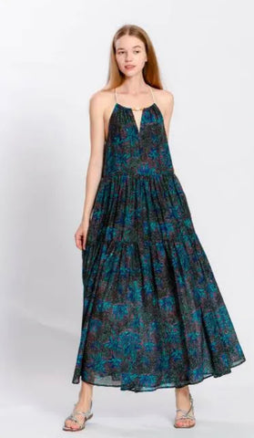 THE KORNER PEACOCK HALTER DRESS