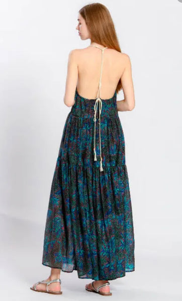 THE KORNER PEACOCK HALTER DRESS